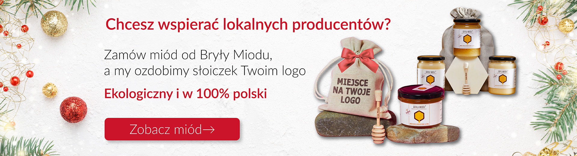 Ekologiczny polski miód z logo firmy - świąteczne upominki biznesowe od lokalnych producentów
