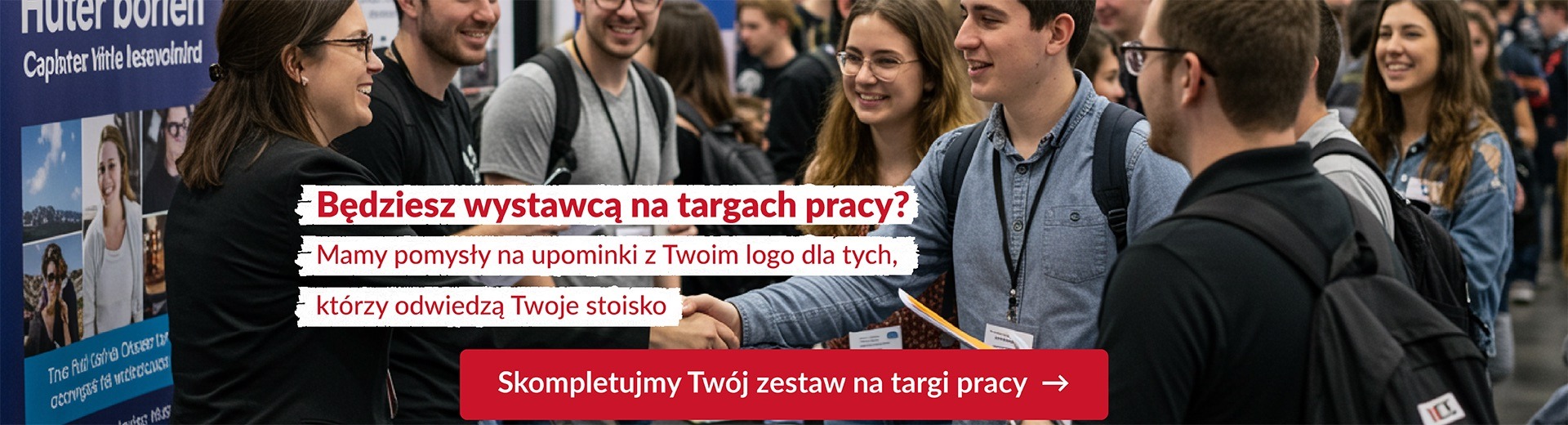 Baner Promoexpress oferujący skompletowanie zestawu na targi pracy