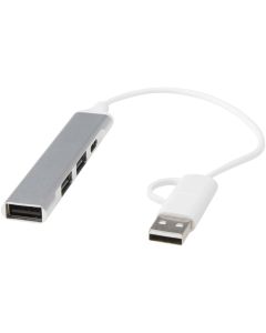 Alkaid 4-portowy hub USB-A i typu C z podwójnym wejściem wykonany z aluminium z recyklingu pf GPF/124469