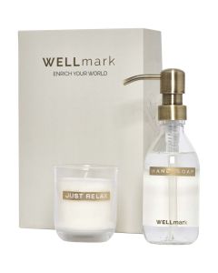 Wellmark Discovery dozownik mydła w płynie o pojemności 250 ml i zestaw świec zapachowych 150 g pf GPF/126406