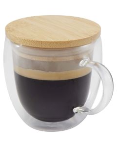 Szklany kubek Lenora z bambusową pokrywką o pojemności 250 ml pf GPF/113419