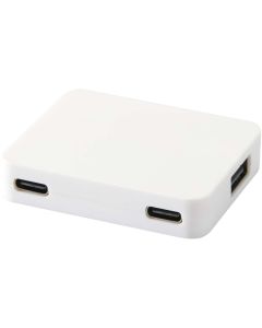 Gaia 4-portowy hub USB z wyjściem USB-A i typu C oraz podwójnym wejściem — wykonany z tworzyw sztucz pf GPF/124449