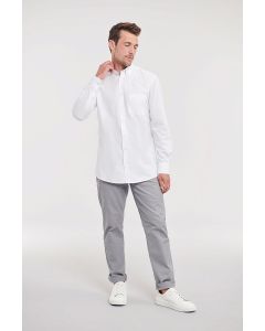 Męska, Taliowana Koszula Oxford Washed Z Długim Rękawem russell TRU/920M