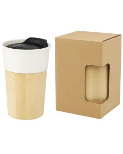 Kubek Porcelanowy Pereira o Pojemności 320 Ml z Bambusową Ścianką Zewnętrzną pf GPF/100645