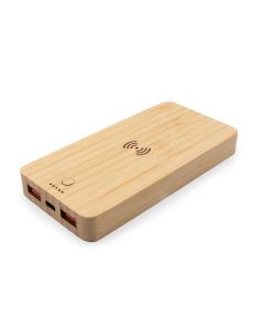 Bambusowy bezprzewodowy power bank 8000 mAh B'RIGHT, ładowarka bezprzewodowa 15W | Benson vg GVG/V0053
