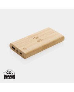Bambusowy, bezprzewodowy power bank 8000 mAh, ładowarka bezprzewodowa 5W xd GXD/P322-359