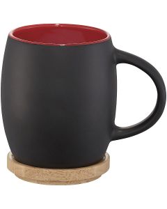 Ceramiczny kubek Hearth z drewnianym wiekiem/spodeczkiem pf GPF/100466