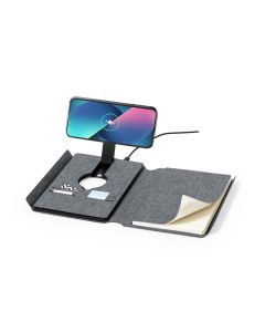 Wielofunkcyjny notatnik RPET A5, magnetyczna ładowarka bezprzewodowa 10W, power bank 5000 mAh vg GVG/V1302