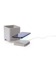Ładowarka bezprzewodowa 5W ze słomy pszenicznej, hub USB 2.0, pojemnik na przybory do pisania vg GVG/V0116