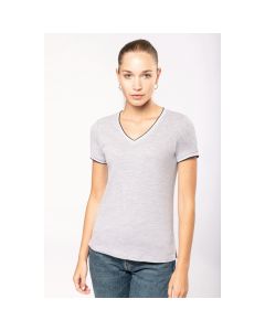 Damska Koszulka piqué z Dekoltem Knit V-neck kariban TKA/K394