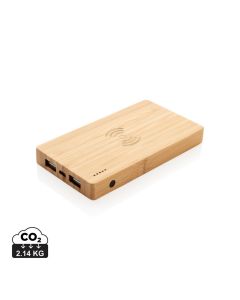 Bambusowy, bezprzewodowy power bank 4000 mAh xd GXD/P322-029