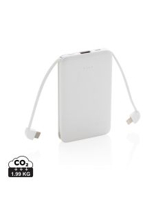 Power bank 5000 mAh, zintegrowany kabel 3 w 1 xd GXD/P322-083