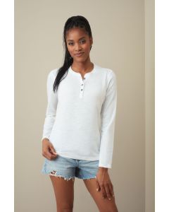 Sharon Henley Long Sleeve-T-Shirty z Długim Rękawem, Okrągłym Dekoltem i Guzikami dla Kobiet stedman TSD/ST9580
